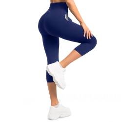 Sanpetix Capri Leggings Damen mit Taschen, 3/4 Sport Leggings Damen High Waist für Yoga Fitness Cycling Marineblau 1 Pack SM von Sanpetix