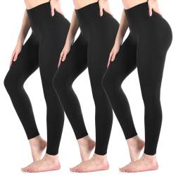 Sanpetix Leggings Damen, 3er Pack, High Waist Blickdicht Leggings für Damen Schwarz XXL von Sanpetix