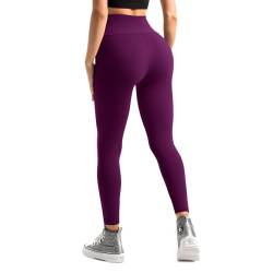 Sanpetix Leggings Damen, High Waist Blickdicht Leggings für Damen 1 Pack XXL Pflaume Lila von Sanpetix