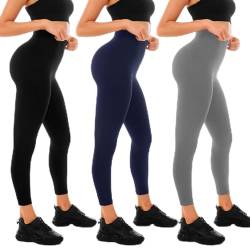 Sanpetix Leggings Damen, High Waist Blickdicht Leggings für Damen Marineblau/Grau/Schwarz 3er Pack LXL von Sanpetix