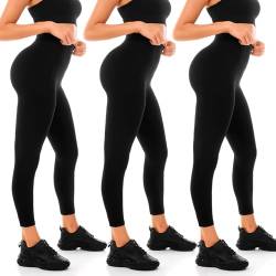 Sanpetix Leggings Damen, High Waist Blickdicht Leggings für Damen Schwarz 3er Pack SM von Sanpetix