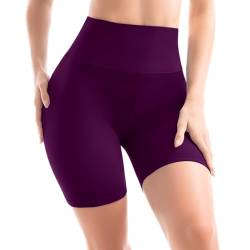 Sanpetix Radlerhose Damen, Kurze Leggings Blickdicht für Damen Pflaumen-violett 1 Pack LXL von Sanpetix