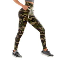 Sanpetix Sport Leggings mit Taschen Damen, High Waist Sporthose Damen Lang 1 Pack Camouflage LXL von Sanpetix