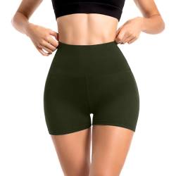 Sanpetix Sports Shorts Damen, High Waist Blickdicht Leggings Shorts für Damen Armeegrün 1 Pack LXL von Sanpetix