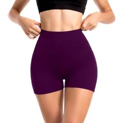 Sanpetix Sports Shorts Damen, High Waist Blickdicht Leggings Shorts für Damen Pflaumen-violett 1 Pack SM von Sanpetix