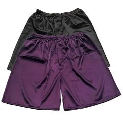 Herren Satin Boxershorts Pack Unterwäsche, Schwarz + Violett, L von Sanraflic