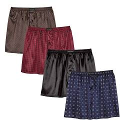 Herren Satin Boxershorts Pack Unterwäsche, Silk Feeling Schlaf Shorts mit elastischem Bund (Multi2-4-Packung,L) von Sanraflic