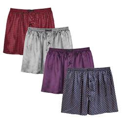 Herren Satin Boxershorts Pack Unterwäsche, Silk Feeling Schlaf Shorts mit elastischem Bund (Multi3-4-Packung,M) von Sanraflic