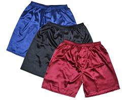 Sanraflic Herren Satin Boxershorts 3er Pack Unterwäsche (Blau+Burgunder+Schwarz, L) von Sanraflic