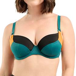 Sans Complexe Damen Beyond The Beach Badeanzug Top mit Bügel, Black Green Yellow, 80E von Sans Complexe