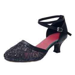 Damenschuhe Weite H Winter Mesh-Strass-Sandalen für Damen Latein-Tanzschuhe mit Absatz Ballsaal Salsa Tango Party Pailletten-Tanzschuhe Schwarze Schuhe Damen Keilabsatz von Sansee