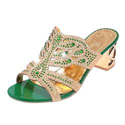Flache Schuhe Für Damen Elegant Frauen Strass Hausschuhe für Frauen Mode offene Zehen Schuhe Boheme Fersen Sexy Damen Schuhe von Sansee