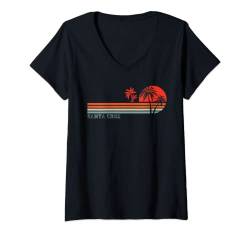 Damen Santa Cruz California Retro Vintage Sunset Beach 70er 80er T-Shirt mit V-Ausschnitt von Santa Cruz Retro Vintage Designs