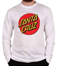 Santa Cruz Long Sleeve T-shirts - Santa Cruz Classic Dot Long Sleeve T-Shirt - White von Santa Cruz