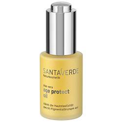 Santaverde / age protect oil / Anti-Aging Gesichtsöl / stärkt die Hautelastizität / gegen Pigmentflecken / beugt den Zeichen der Hautalterung vor / glättend / für ein ebenmäßiges Hautbild / für anspruchsvolle, trockene & sensible Haut / Gesicht & Dekolleté / Unisex / 100 % vegan / 30 ml von Santaverde