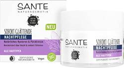 SANTE Naturkosmetik Glättende Nachtpflege, Feuchtigkeitsspendende Nachtcreme für einen strahlenden Teint, Mit natürlichem Hyaluron und Parakresse, 1 x 50 ml von Sante Naturkosmetik