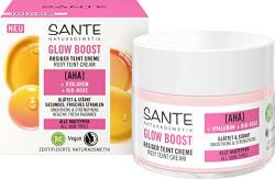 SANTE Naturkosmetik Glow Boost Rosiger Teint Creme, mit AHA, Hyaluron und Bio-Rose, nährende Tagescreme für geglättete und strahlende Haut, für sofort rosig frischen Glow, 50ml von Sante Naturkosmetik