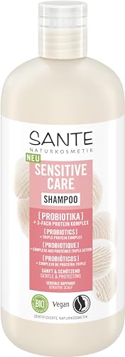 SANTE Naturkosmetik Sensitive Care Shampoo Probiotika + 3-Fach Protein Komplex, veganes Haarshampoo für gestärktes und mit Feuchtigkeit versorgtes Haar, geeignet für eine sensible Kopfhaut, 500 ml von Sante Naturkosmetik