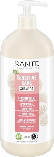 SANTE Naturkosmetik Sensitive Care Shampoo Probiotika + 3-Fach Protein Komplex, veganes Haarshampoo mit Pumpspender für gestärktes Haar und mehr Feuchtigkeit, geeignet für sensible Kopfhaut, 950 ml von Sante Naturkosmetik