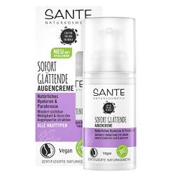 SANTE Naturkosmetik Sofort Glättende Augencreme Natürliches Hyaluron & Parakresse, Bio-Gesichts-Creme zur Minderung erster Fältchen, Anti-Aging-Wirkung, Glatte Haut mit Spilanthol, Vegan, 15ml von Sante Naturkosmetik