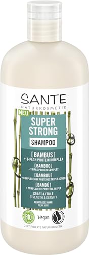 SANTE Naturkosmetik Super Strong Shampoo Bio-Bambus Extrakt + 3-Fach Protein Komplex, veganes Pflegeshampoo mit natürlichen Inhaltsstoffen, stärkt kraftloses und schwaches Haar, 500 ml von Sante Naturkosmetik