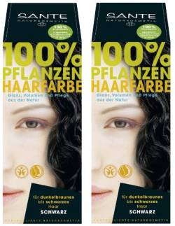 Sante Pflanzenhaarfarbe Haarfarbe im Doppelpack schwarz 2 x 100 g im Set für ein tolles Farberlebnis von Sante Naturkosmetik