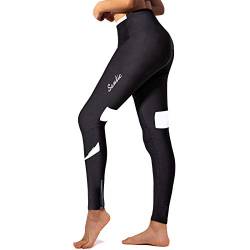 Santic Fahrradhose Lang Damen Gepolsterte Winter Thermo Leggings Radhose Radsport Lange Hosen Tights Elastische Schnell Trocknend Weiß XL von Santic