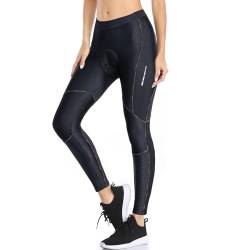 Santic Fahrradhose Lang Damen Radlerhose Gepolstert 7/8 Leggings Tights Sitzpolster Radsport Elastische Schnell Trocknend Atmungsaktive Schwarz Regenbogen L von Santic