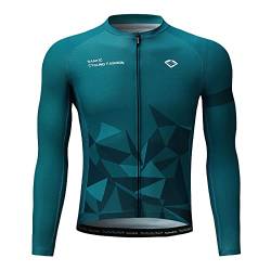 Santic Fahrradtrikot Herren Langarm Radtrikot Fahrradshirt Herren mit Taschen Grün EU S von Santic