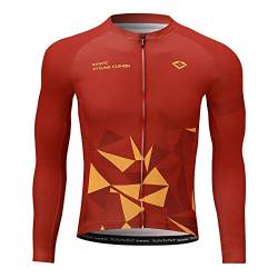 Santic Fahrradtrikot Herren Langarm Radtrikot Fahrradshirt Herren mit Taschen Rot EU M von Santic