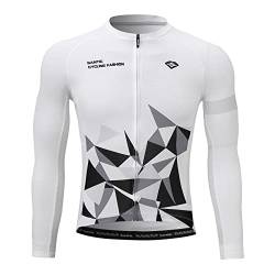 Santic Fahrradtrikot Herren Langarm Radtrikot Fahrradshirt Herren mit Taschen Weiß EU M von Santic