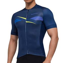 Santic Fahrradtrikot Herren Radtrikot Kurzarm Radsport-Trikots Fahrrad-Kurzarmtrikot Atmungsaktive Schnell Trocknen Blau L von Santic