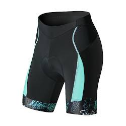 Santic Radlerhose Damen Gepolstert Kurz Fahrradhose Damen Kurz Radhose Damen Kurz mit Polster Blau EU 3XL von Santic