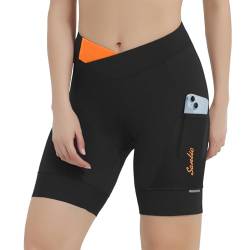 Santic Radlerhose Damen mit Sitzpolster Fahrradhose kurz Sporthose Radlershorts Damen Schwarz EU M von Santic