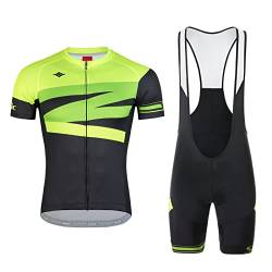 Santic Radsport Set Herren Radtrikot Set Kurzarm Fahrradtrikot Fahrradbekleidung Radsport-Anzüge Trägerhose Atmungsaktiv Schnelltrocknend Grün XL von Santic