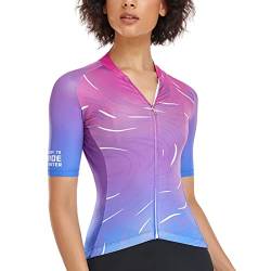 Santic Radtrikot Damen Kurz Fahrradtrikot Damen Fahrrad Shirt mit Taschen Violett EU S von Santic