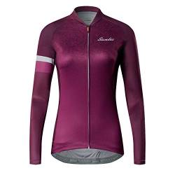 Santic Radtrikot Damen Lange Fahrradtrikot Damen Fahrradshirt Radshirt Kurzarm Sommer mit Taschen Violett EU S von Santic