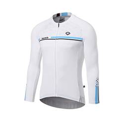 Santic Radtrikot Herren Langarm,Fahrradtrikot Herren Langarm,Fahrrad Shirt Herren mit Taschen Weiß EU XXXL von Santic