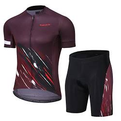 Santic Radtrikot Set Fahrradtrikot Set Herren Kurzarm Radhose mit 4D Sitzpolster Radsport Set Rennrad MTB Sommer Rot L von Santic