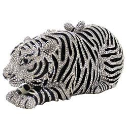 Santimon Glitzer Clutch Damen Abendtasche Handtasche Kristall Abend Handtaschen Diamant Unterarmtasche Hochzeit Party Tasche Luxus Tiger S Schwarz von Santimon