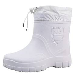 Santimon Gummistiefel Herren Wasserdicht Draussen Schnee Winterschuhe Rutschfeste Gemütlich Warm Gefüttert Knöchel Regenstiefel Weiß 39 EU von Santimon