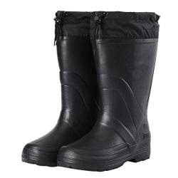 Santimon Herren Gummistiefel Draussen Wasserdicht Regenstiefel Rutschfeste Gemütlich Warm Gefüttert Leichte Kausal Winterschuhe Schwarz 43 EU von Santimon