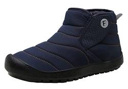 Santimon Turnschuhe Herren Winterstiefel Rutschfeste Warm Gefüttert Gemütlich Wandern Reise Klettverschluss Freizeitschuhe Dunkelblau 39 EU von Santimon