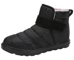 Santimon Winterschuhe Herren Warm Gefüttert Outdoor Schneestiefel Rutschfest Leicht Komfort Gehen Klettverschluss Turnschuhe Schwarz 41 EU von Santimon