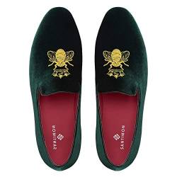 Slipper Herren Mokassin Samt Bequem Flache Fahren Hausschuh Loafer Schuhe Slip-on Grün 43 von Santimon