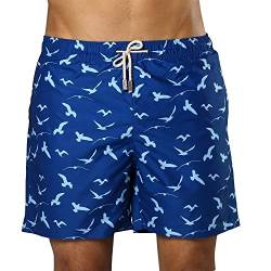 Badehose Herren Sanwin - Blau Seagulls - Größe L von Sanwin Beachwear