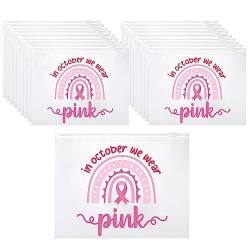 Sanwuta 50 Stück Brustkrebs-Bewusstsein Eva Make-up-Taschen rosa Schleife Kosmetiktaschen Brustkrebs Geschenke für Frauen Mehrzweck-Reißverschluss Organizer Tragbare Reise Kulturbeutel, We Wear Pink von Sanwuta