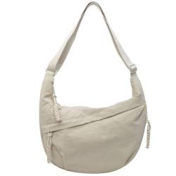 Sanxiner Halbmond-Tasche für Damen und Herren, Nylon, Umhängetasche mit mehreren Taschen, geräumige Umhängetasche, leichte Nylontasche, 1-beige von Sanxiner