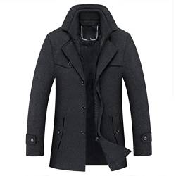 Dicker Woll-Trenchcoat Business Male Solid Overcoat Lange Jacken, dunkelgrau, M von Sanykongy