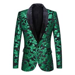 Sanykongy Herren Boutique Business Host Bankett Samt Pailletten Anzug Kleid Blazer Jacke Mantel Green XL von Sanykongy